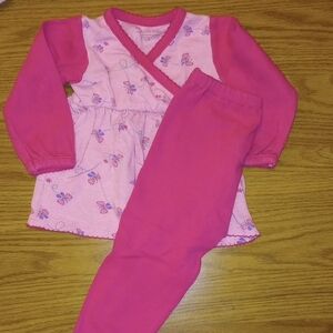 Charming Pink Butterfly Kids Pajama Set